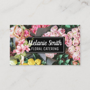Carte De Visite Bouquet élégant de fleurs   Ciseaux fleuristes