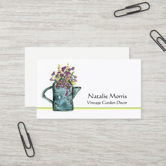 Carte De Visite Bouquet Fleur de l'arrosage du jardin (Devant/Arrière en situation)