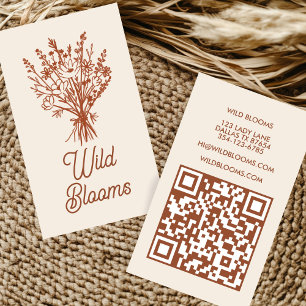 Carte De Visite Bouquet fleur sauvage Rustique minimaliste Floral 