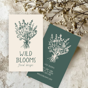 Carte De Visite Bouquet fleur sauvage Rustique minimaliste Simple 