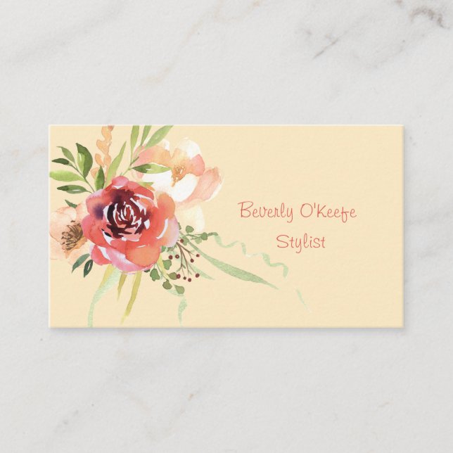 Carte De Visite Bouquet floral aquarelle (Devant)