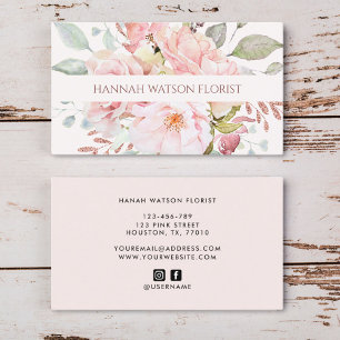 Carte De Visite Bouquet floral élégant de rose et de pivoine rose