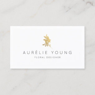 Carte De Visite Bouquet floral Faux Or Simple