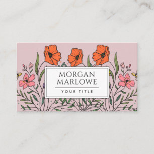 Carte De Visite Bouquet floral rose orangé blanc