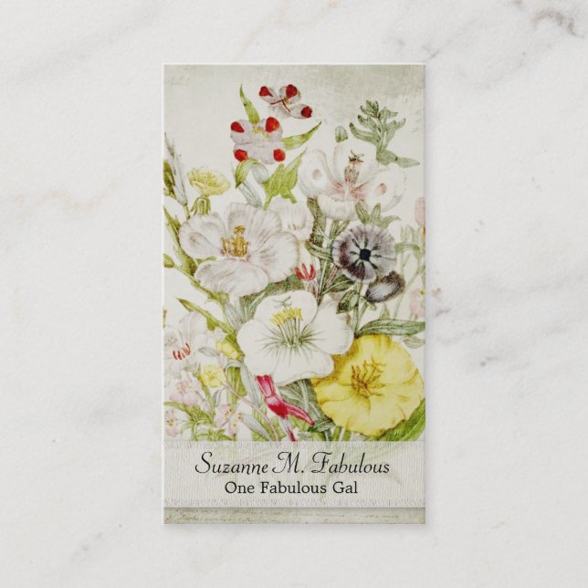 Carte De Visite Bouquet jaune rouge blanc de fleur (Devant)