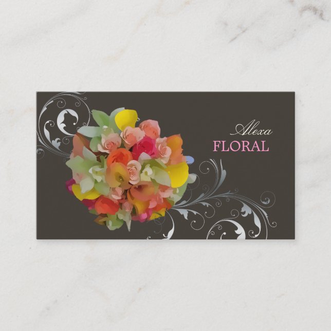 Carte De Visite Bouquet nuptial de PixDezines, fleuristes/arrière  (Devant)