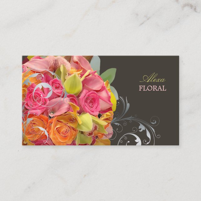 Carte De Visite Bouquet nuptiale PixDezines, fleuristes/do-it-your (Devant)