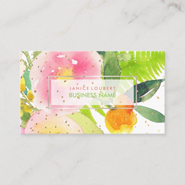 Carte De Visite Bouquet PixDezines Floral Aquarelle/Printemps (Devant)
