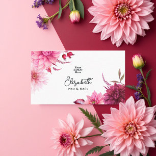 Carte De Visite Bourgogne et Aquarelle Florale Rose
