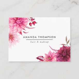 Carte De Visite Bourgogne et floral aquarelle rose