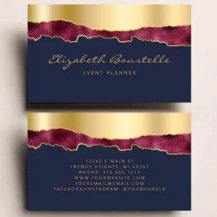Carte De Visite Bourgogne Glam Or Navy Blue Luxe