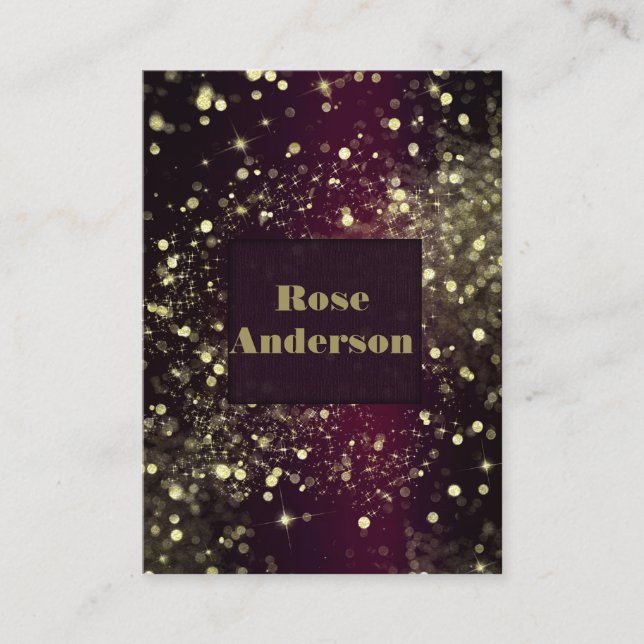 Carte De Visite Bourgogne & Gold Sparkling Lights Parties scintill (Devant)