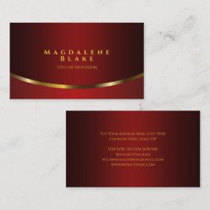 Carte De Visite Bourgogne Rouge Minimaliste Courbe Or Luxueux