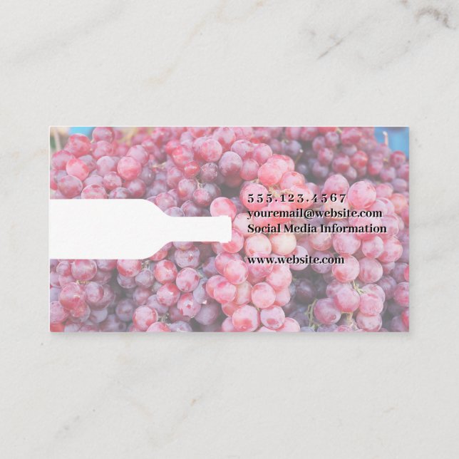 Carte De Visite Bouteille à vin | Raisins de vin (Dos)