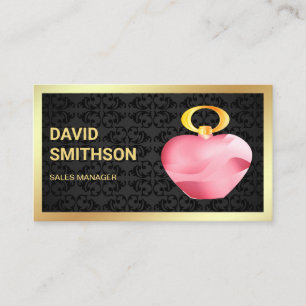 Carte De Visite Bouteille de parfum rose à l'huile de Damas noire