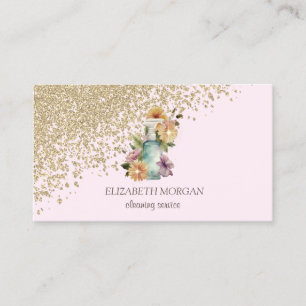 Carte De Visite Bouteille de pulvérisation florale diamants or ros