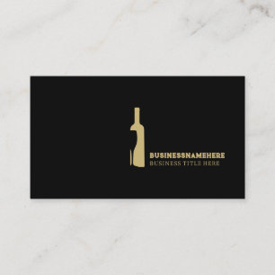 Carte De Visite Bouteille de vin en or Sommelier Élégant Noir