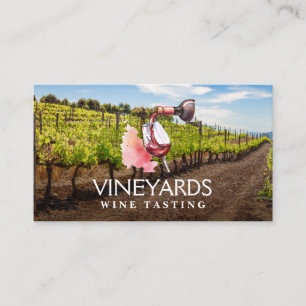 Carte De Visite Bouteille de vin et aquarelle de verre   Vignoble