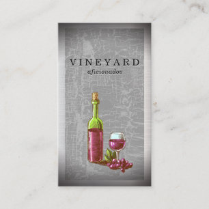 Carte De Visite Bouteille de vin et croquis Vintage en verre