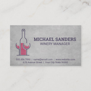 Carte De Visite Bouteille de vin et verres   Logo moderne