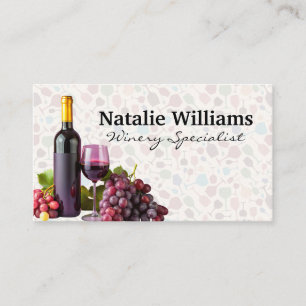 Carte De Visite Bouteille de vin, verre et raisins