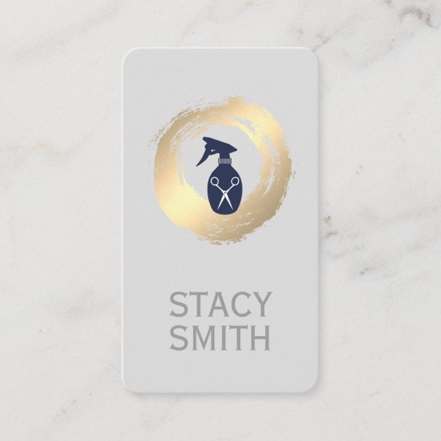 Carte De Visite Bouteille d'eau broyée or Spray Salon Shears (Devant)