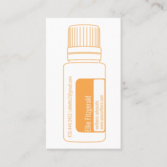 Carte De Visite Bouteille d'huile essentielle à l'orange d'agrumes (Devant)