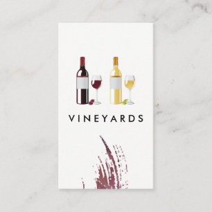 Carte De Visite Bouteille et verres de vin blanc rouge