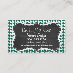 Carte De Visite Bouteille verte Houndstooth; Retro Chalkboard