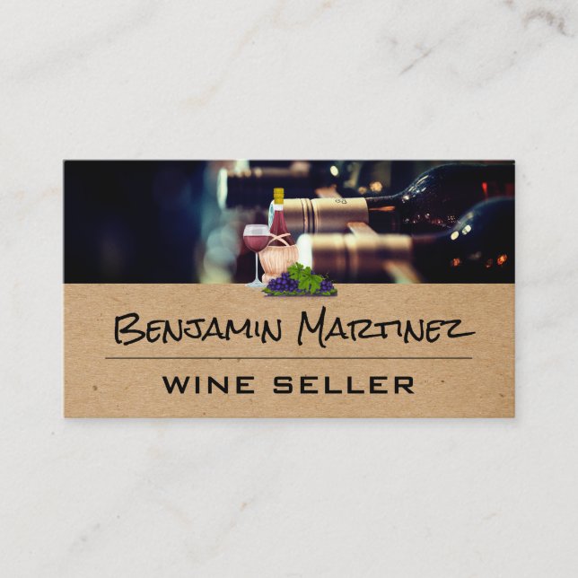 Carte De Visite Bouteilles à vin | Barre (Devant)