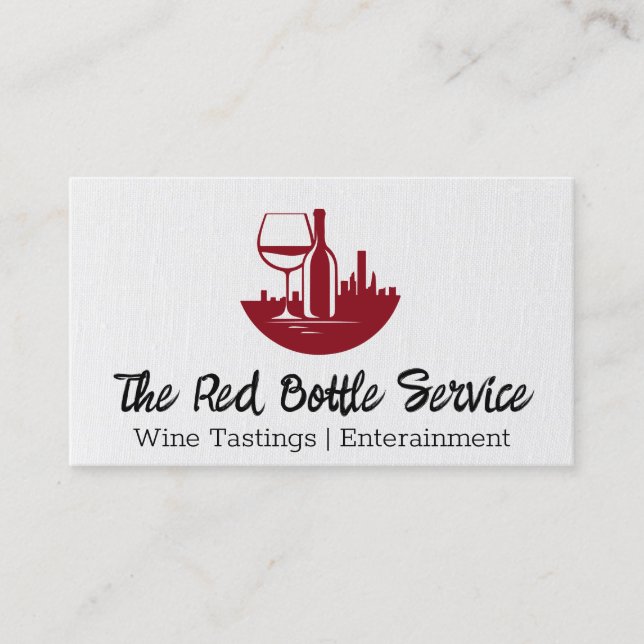 Carte De Visite Bouteilles à vin et verre | Ville du centre (Devant)