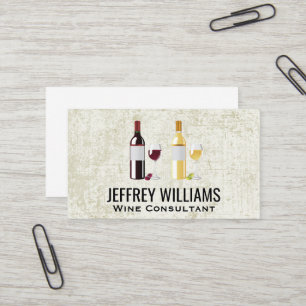 Carte De Visite Bouteilles de vin blanc rouge