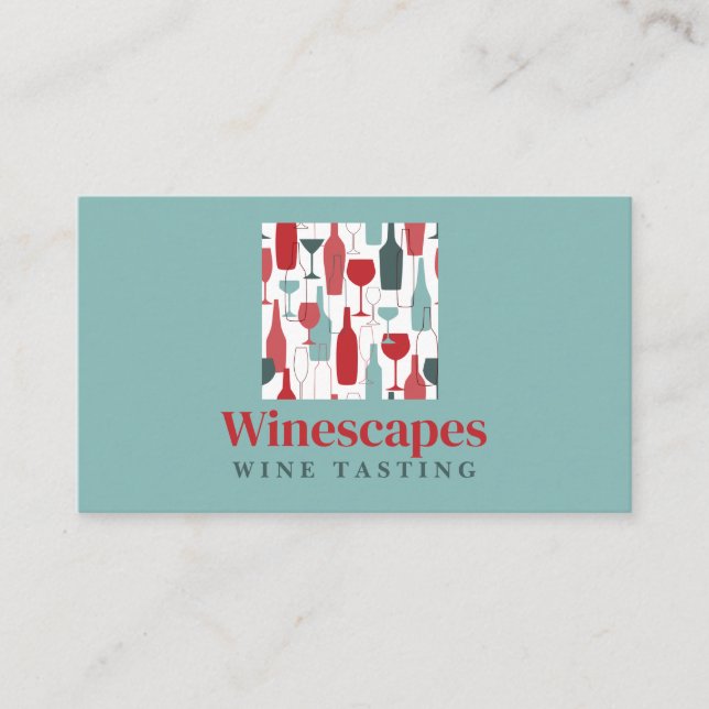 Carte De Visite Bouteilles et verres à vin | Vignoble | Entreprise (Devant)