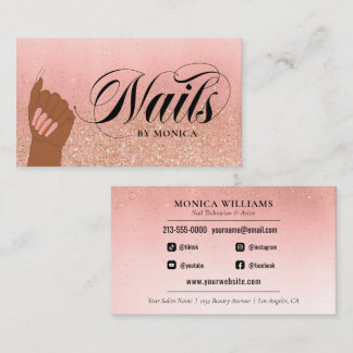 Carte De Visite Boutique à ongles Manucure Tech Peach Gold Glam Pa