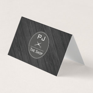 Carte De Visite Boutique Barber Shop Bois avec Monogramme