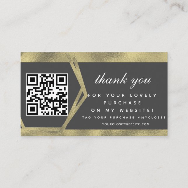 Carte De Visite Boutique Beauté Business Merci Gold QR Code (Devant)