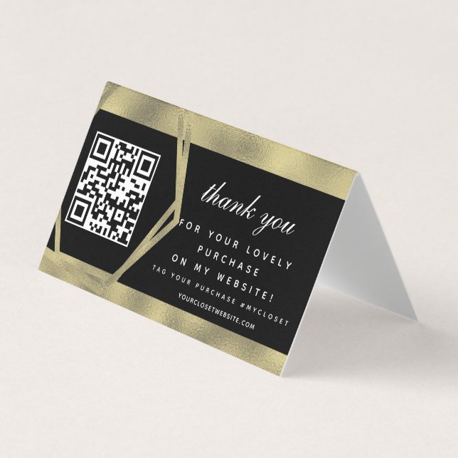 Carte De Visite Boutique Beauté Business Merci Or QR (Devant)