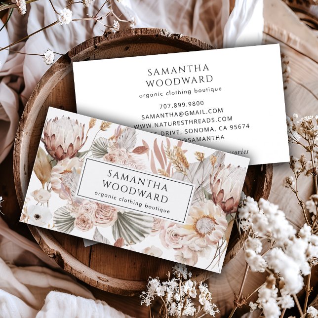 Carte De Visite Boutique Boho Watercolor Fleur sauvage (Créateur téléchargé)