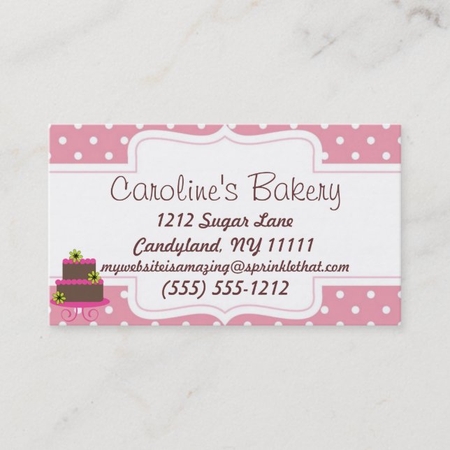 Carte De Visite Boutique boulangerie, Pointe rose (Devant)
