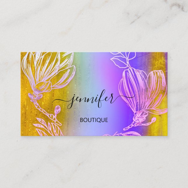 Carte De Visite Boutique Boutique Purple Gold Flower QR Code (Devant)