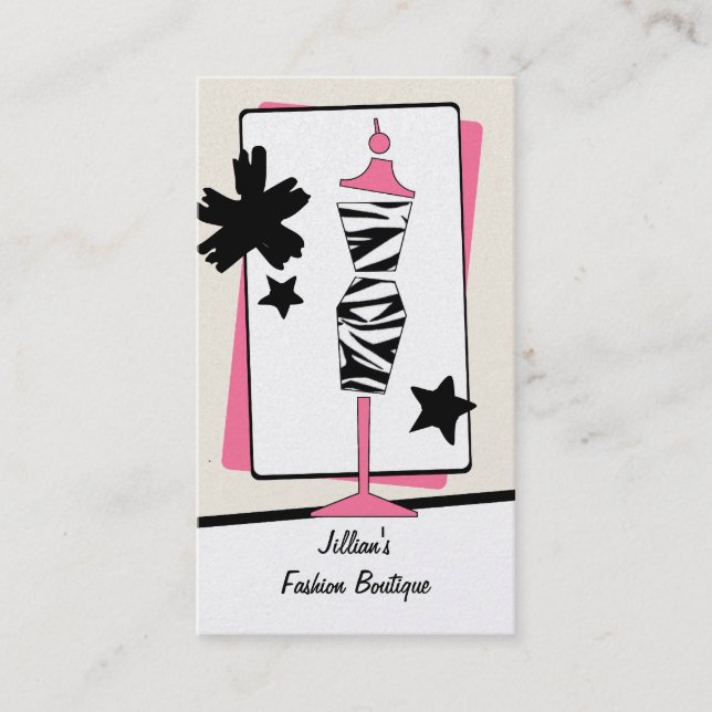 Carte De Visite Boutique Boutique Vêtements - Zebra Imprimer Forme (Devant)