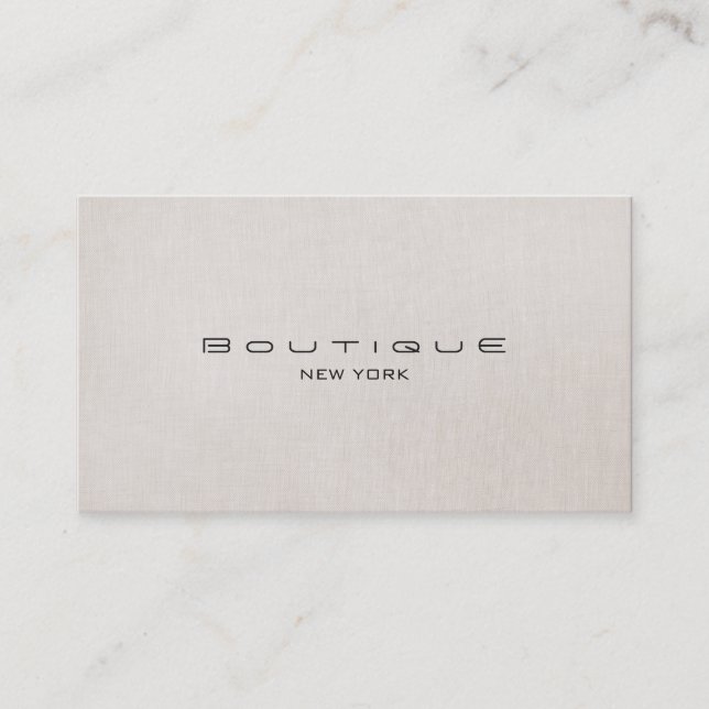 Carte De Visite Boutique Chic Faux Linge Beige Professionnel Simpl (Devant)