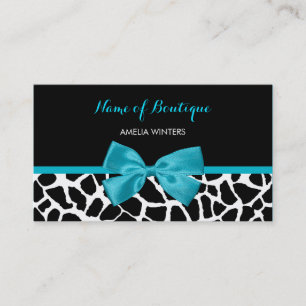 Carte De Visite Boutique Chic Giraffe Imprimer Aqua Blue Ribbon Bo