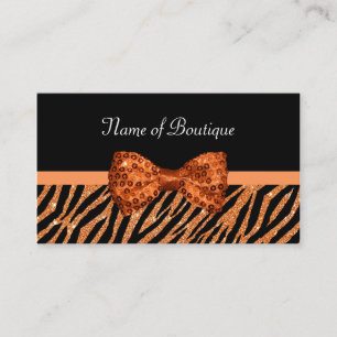 Carte De Visite Boutique Chic Orange Zebra Print FAUX Glitz Bow