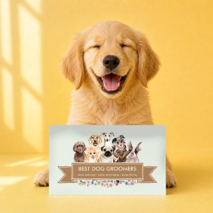 Carte De Visite Boutique Chien Vert Marque d'Animaux de Compagnie