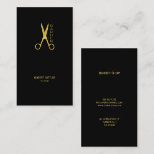 Carte De Visite Boutique de barbier luxe or simple noir