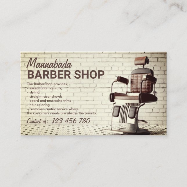 Carte De Visite Boutique de barbier retro photo personnalisée (Devant)