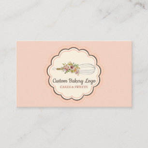 Carte De Visite Boutique de boulangerie Whisk Flower cuisinier rec