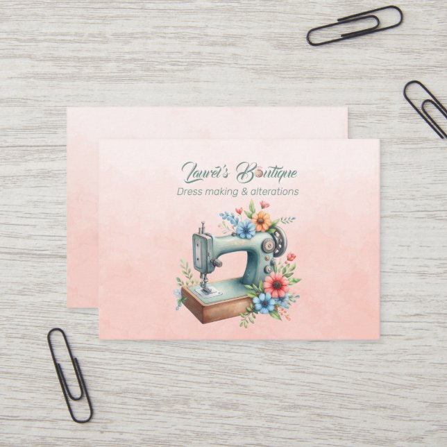 Carte De Visite Boutique de fabrication et d'altérations (Devant/Arrière en situation)