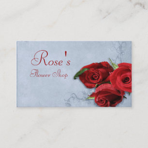 Carte De Visite Boutique de fleurs bleu cascade vintage
